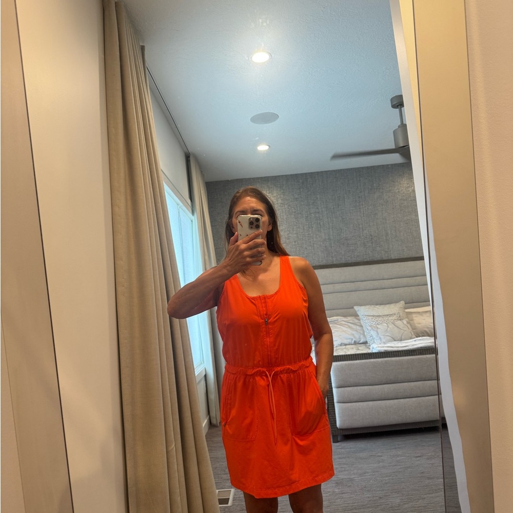 Athleta Bright Orange Sleeveless Dress